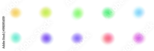 Abstract blurred color swatches, UI UX design elements, sensory stimulation dots