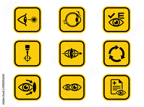 Eye Care and Vision Health Icons.