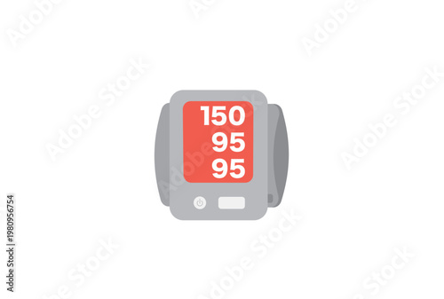 高血圧の数値を表示している手首式血圧計