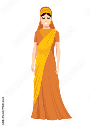 Indian woman dressed for wedding, Celebratory Indian bride preparing for her marriage ceremony