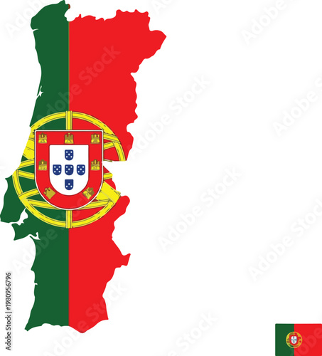 Map of Portugal overlaid with its national flag, symbolizing national identity and patriotism