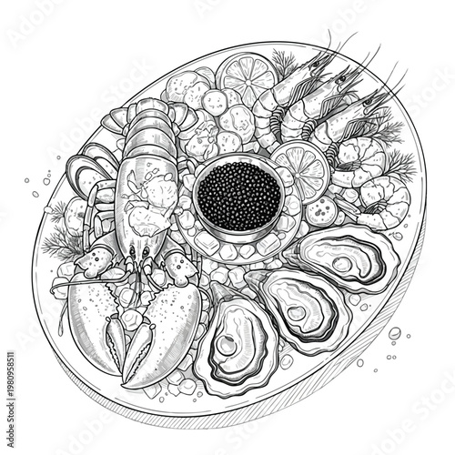 Delicious Seafood Platter with Fresh Shellfish and Lemon Wedges