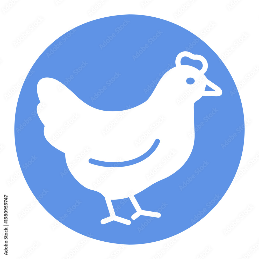 Fototapeta premium Whole Chicken Hen Glyph Vector Icon