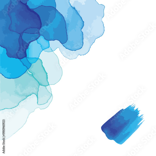 Abstract Blue Watercolor Paint Strokes for Creative Use