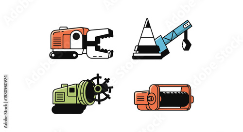 Ore Crusher Line art vector creative abstract colorful shapes