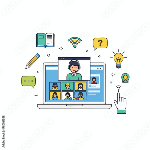 Engaging Online Video Conference with Diverse Participants and Digital Communication Icons
