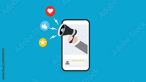 Mobile Marketing Concept with Megaphone and Social Media Icons