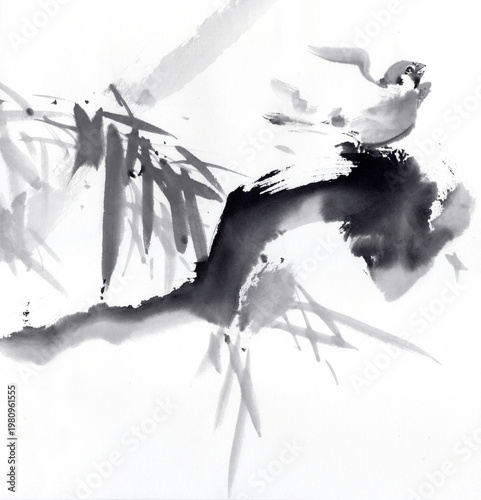 禅の水墨画「竹」Zen Sumi-e Bamboo 