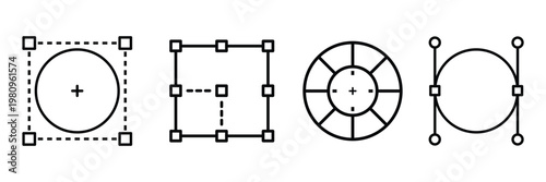 Fotografia Editable Shape Transformation, Vector Anchor Point Icons Set