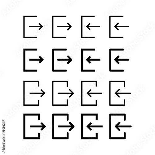 Set of logout icons designed for user interfaces, featuring clear and intuitive symbols for signing out of accounts. Ideal for UI/UX design, dashboards, and digital products.