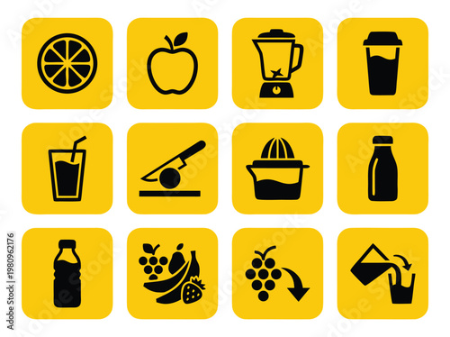 Healthy Fruit Juice Icons.