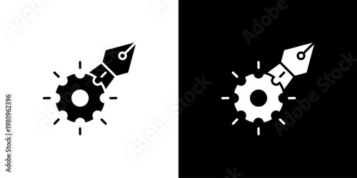 Fountain Pen Icon Sheet Black And White