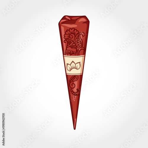Vector illustration of a Henna cone isolated on a transparent background. Traditional mehendi art