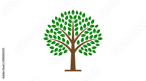 Simple Green Tree: A minimalist illustration of a lush, leafy tree with a sturdy trunk, evoking a sense of tranquility and connection to nature.