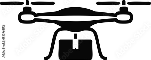 drone logistics icon drone carrying box with ribbon delivery
