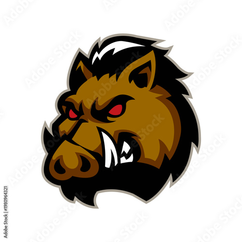 Fierce Wild Boar Head Mascot Logo for Sports Team