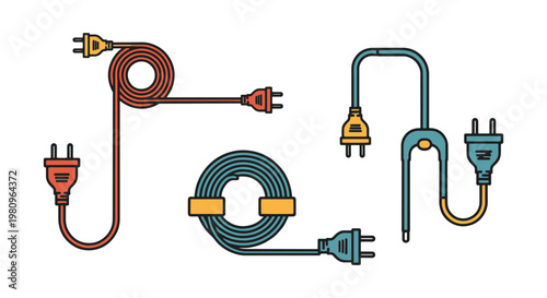 Outdoor Extension Cord Line clean simple shapes vector