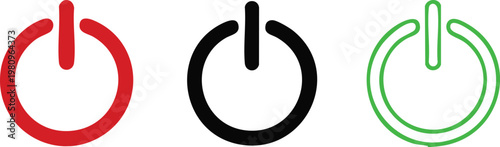 power icon horizontal arrangement variants black outline vector
