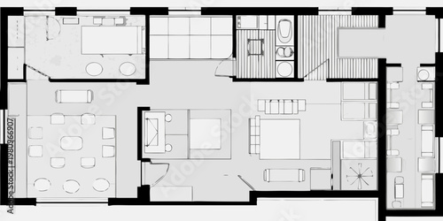 Architectural floor plan depicting a modern house layout with various rooms