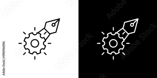 Fountain Pen Icon Sheet Black And White