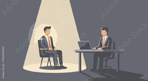 Businessman in Spotlight Waiting