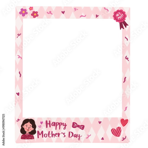Square Frame with Illustration with pink, red happy Mother's Day illustration 