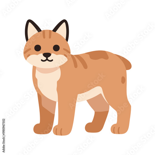 Illustration of a cute maneki neko cat with a bobtail standing on a white background