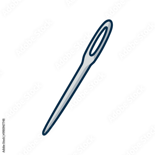 Illustration of a hand sewing needle for stitching fabric and other materials