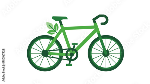 Green Bicycle, Eco-Friendly Transportation and Sustainable Lifestyle Icon, isolated white background