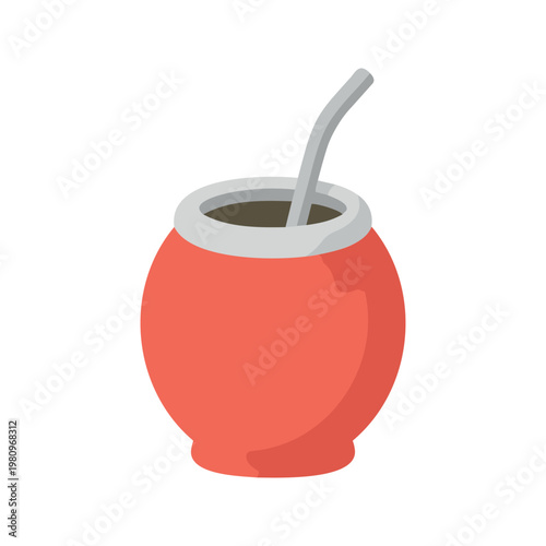 Traditional south american yerba mate drink in a calabash gourd with bombilla