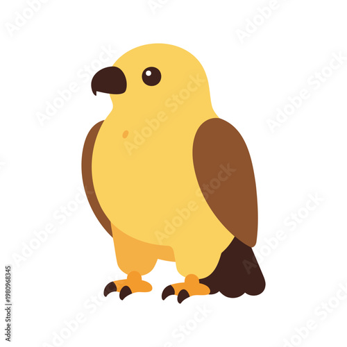 Illustration of a cute golden eagle standing tall on its feet
