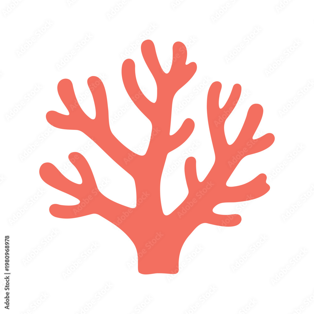 Fototapeta premium Illustration of bright coral specimen on a white background for decoration