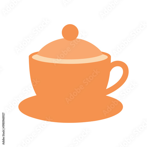 Elegant apricot tea cup with lid for a cozy tea time