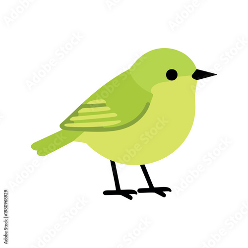 Illustration of a small yellow bird standing on its feet looking to the right