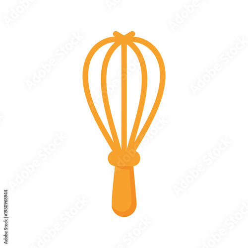 Illustration of a simple orange balloon whisk on a white background