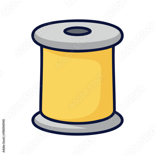 Spool of yellow thread sits upright ready for sewing and crafting projects