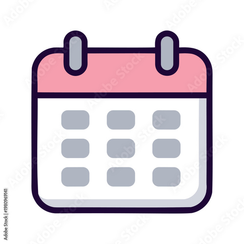 Cute calendar icon indicating scheduling or planning, with soft colors and rounded edges