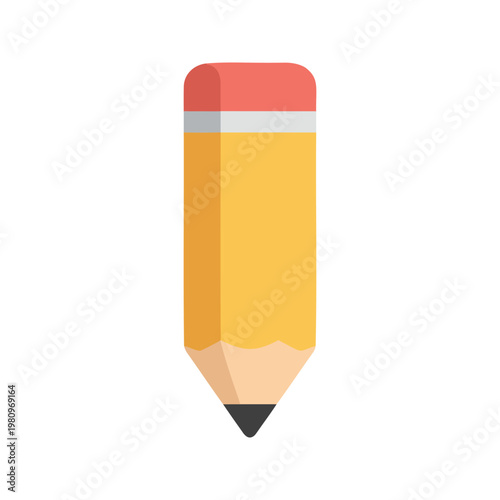 Illustration of a yellow pencil with a pink eraser on a white background