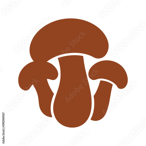 A cluster of brown mushrooms with round caps in a simple illustration against white