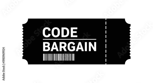 Digital code bargain sale ticket with barcode for e-commerce promotions