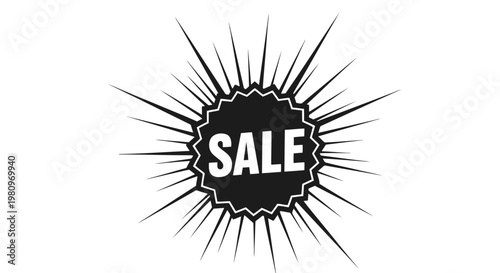 bold sale badge with radiating burst effect for promotions and discounts