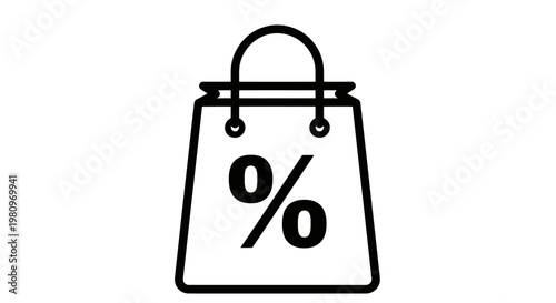 zero percent discount shopping bag icon for sales and promotions