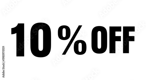 bold 10 percent discount sale banner with black typography on white background
