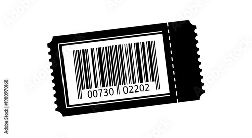 isolated black barcode sticker with numeric code on white background