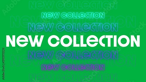 Animation of new collection text in repetition on white background