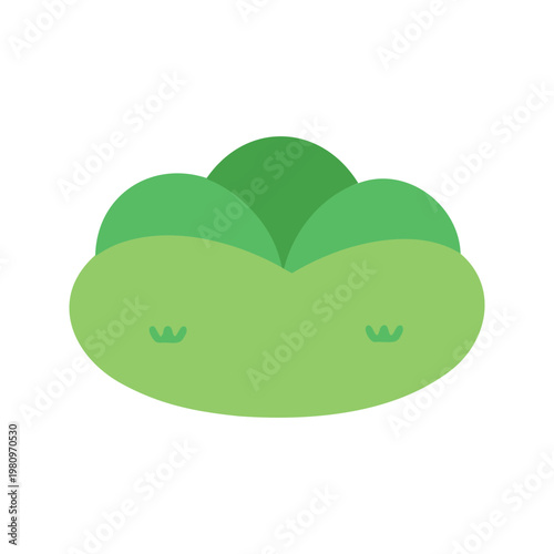 Illustration of grassy hills with tiny sprouts in varying shades of green, isolated on a white background