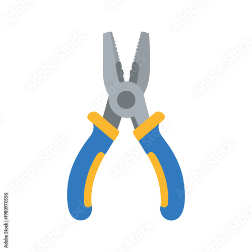 Illustration of blue handled pliers used for gripping and cutting objects