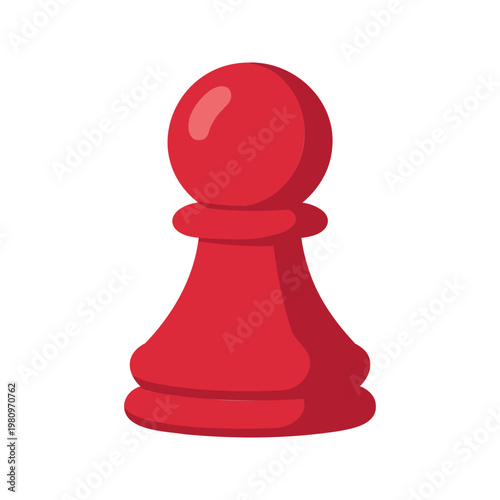 Stylized illustration of a red pawn chess piece isolated on a white background