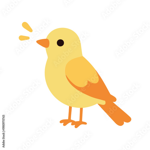 Cute canary singing with sound lines in a vector illustration art