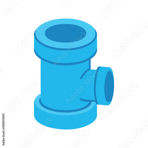 Illustration of a blue plastic tee fitting used in plumbing and pipework systems